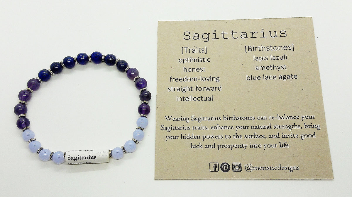 Sagittarius Amethyst with Labradorite Bead Necklace Bracelet Set (M/L)