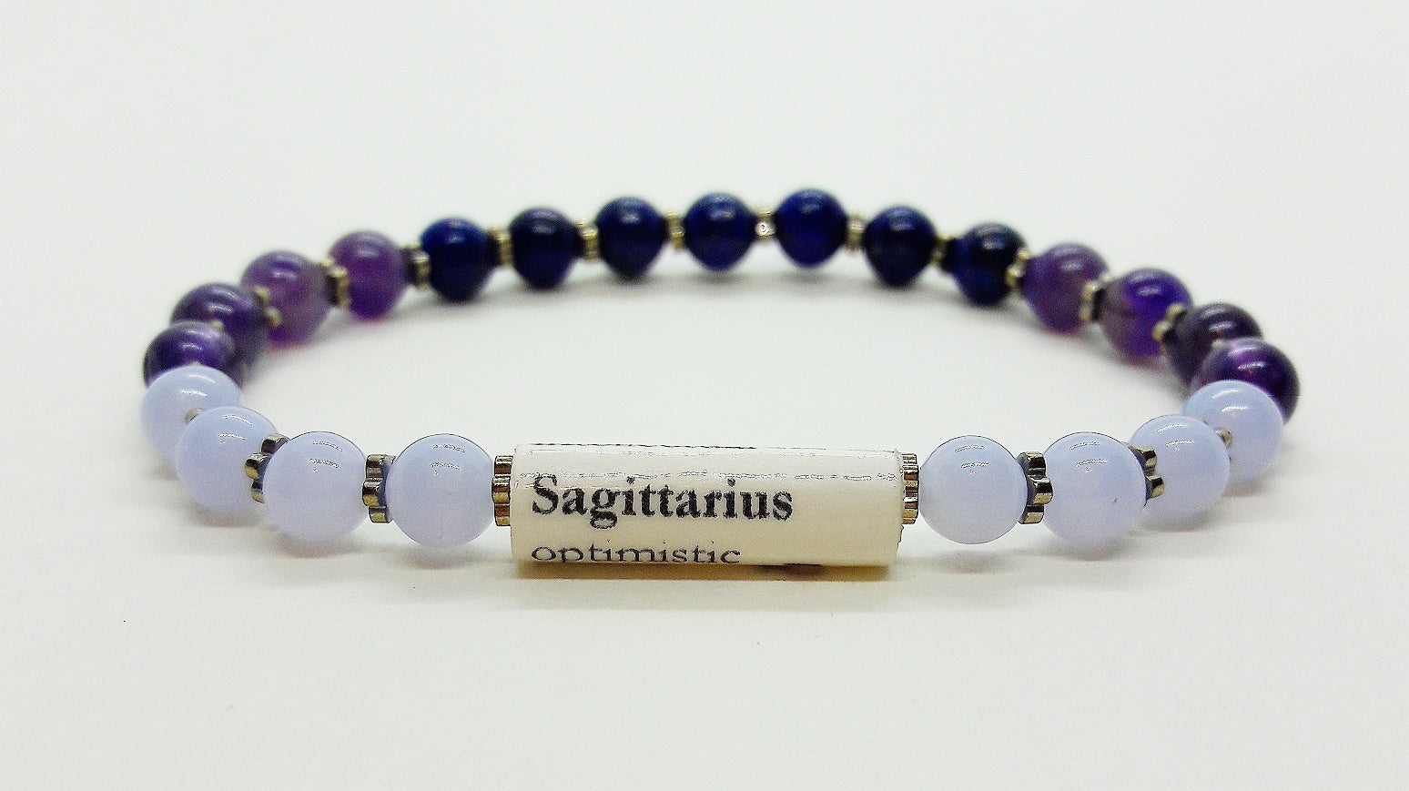 Onyx Sagittarius zodiac sign, natural stone bracelet, 8mm ball/ adjustable  size, life force stone - VMD parfumerie - drogerie
